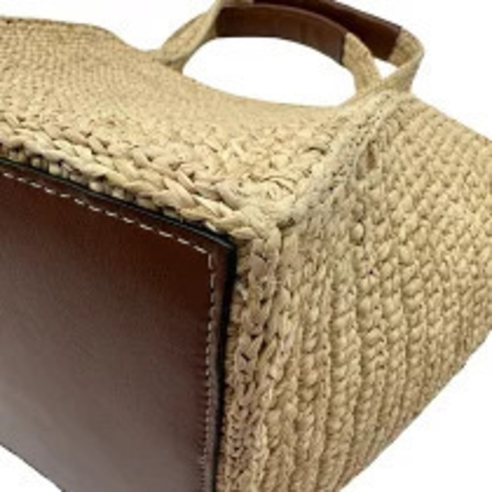 Celine Triomphe Raffia Cube Bag Beige Cream Black Handbag - Picture 8 of 12